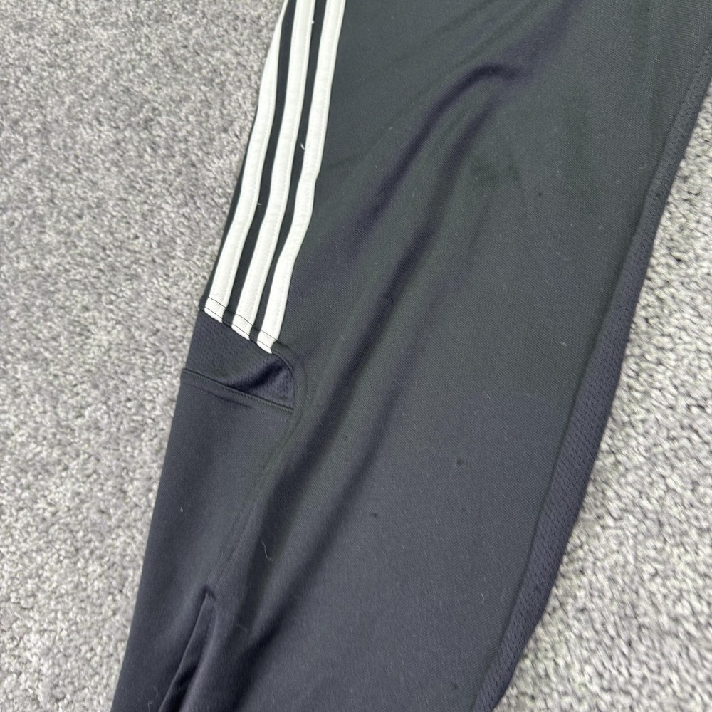 Adidas Track Pants Mens Medium Black Knit Elastic Waist Zip Hem 3 Stripe Logo - Picture 12 of 15